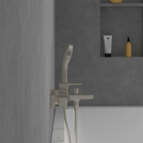 Baterie cadă-duș Villeroy&Boch, Architectura Square, montaj pe perete, brushed nickel